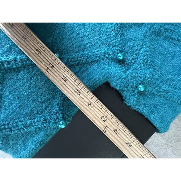NEW Nanette Lepore Small Women Pullover Pearl Sweater In Deep Lake Cropped 2-12 - Picture 8 of 11